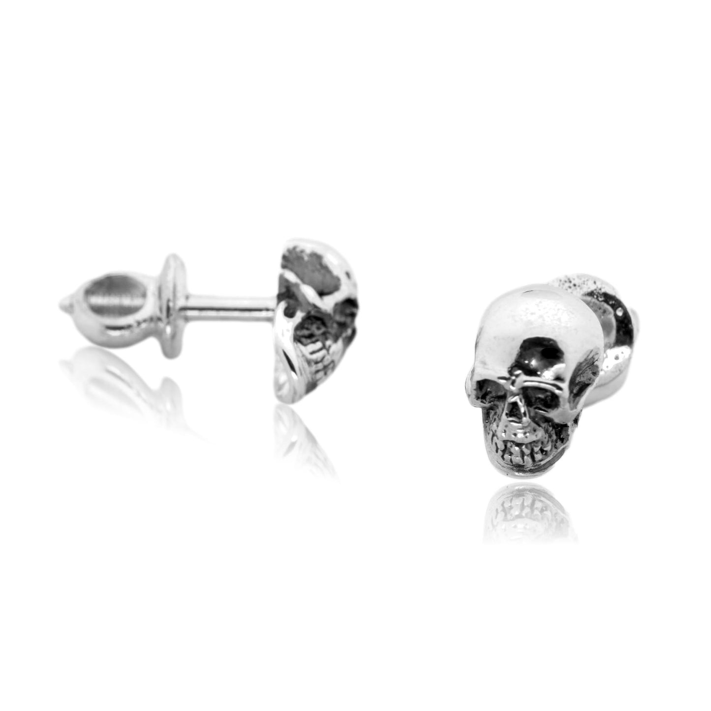 Skull earrings sterling silver small studs