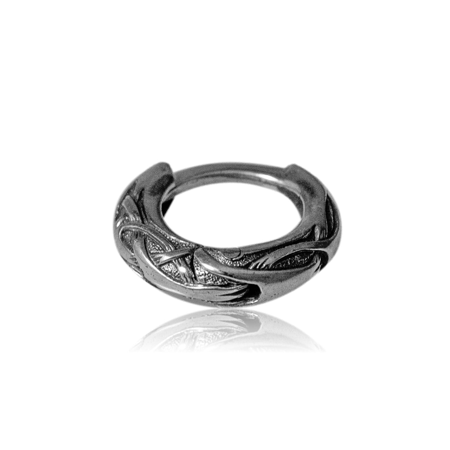 Tiny hoop earrings celtic ornament sterling silver
