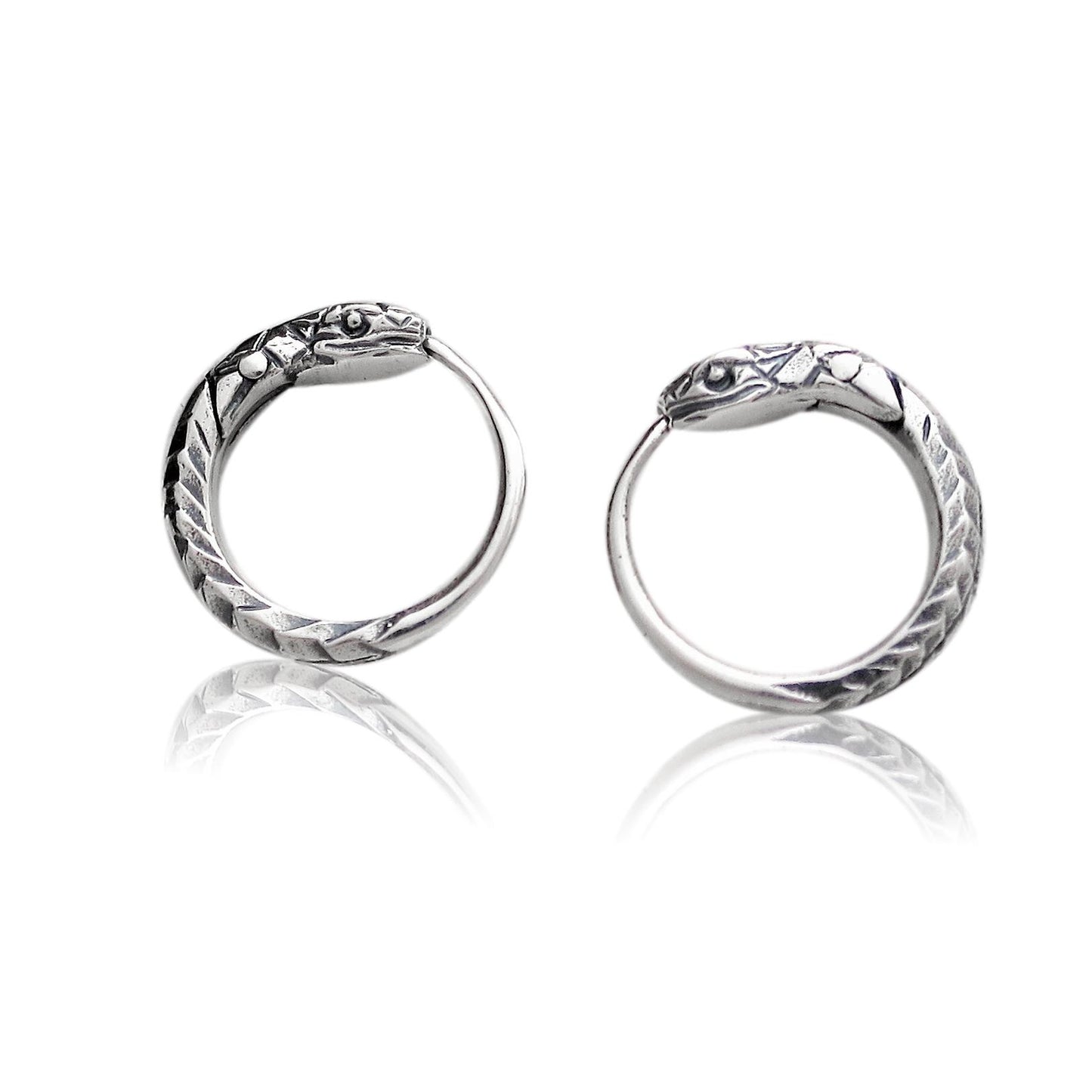 Snake earrings ouroboros sterling silver