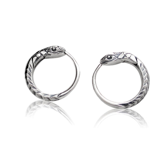 Snake earrings ouroboros sterling silver