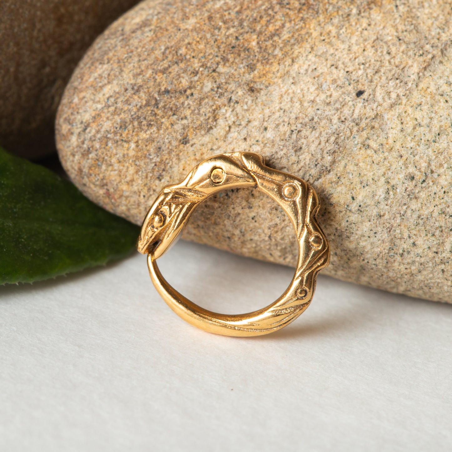 Gold plated small hoop cartilage earring ouroboros