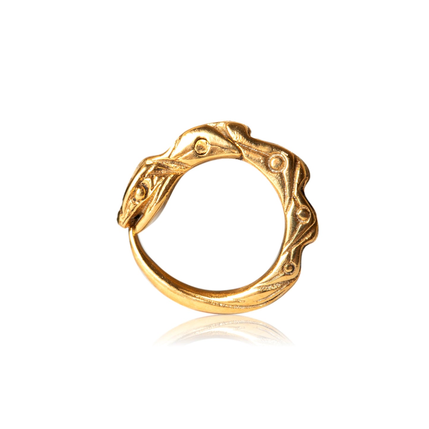Gold plated small hoop cartilage earring ouroboros
