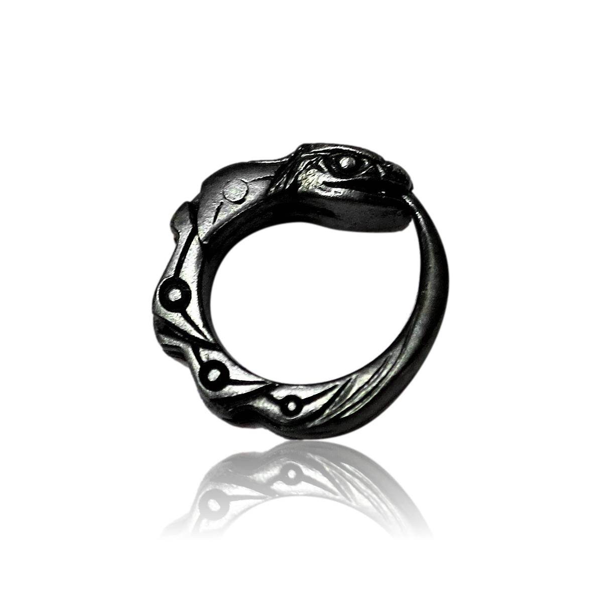 cartilage earring black ouroboros sterling silver