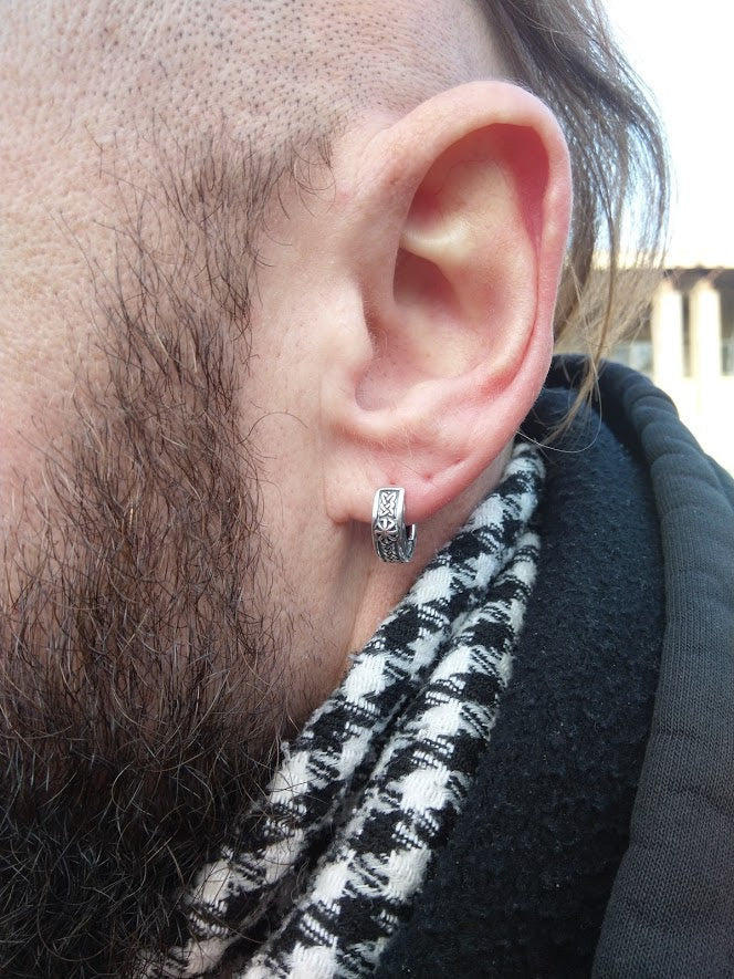 Hoop earrings small celtic viking sterling silver