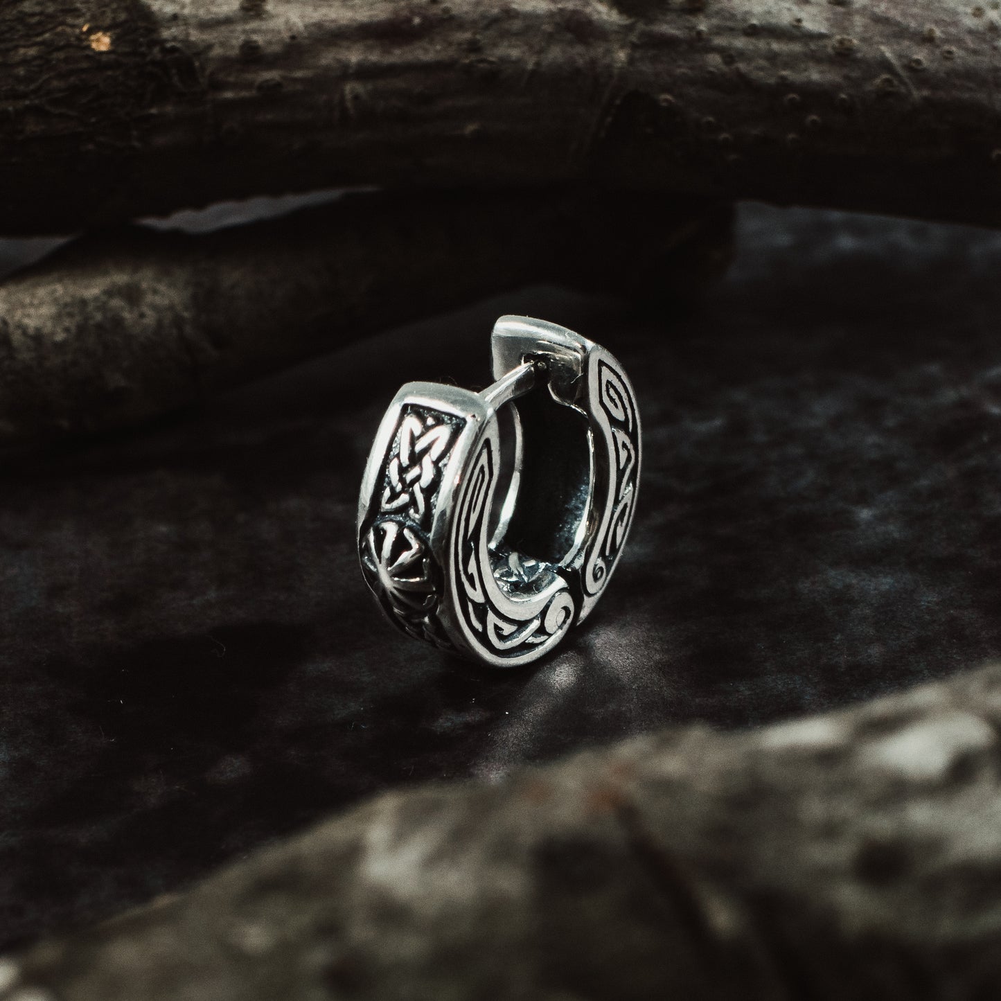 Hoop earrings small celtic viking sterling silver