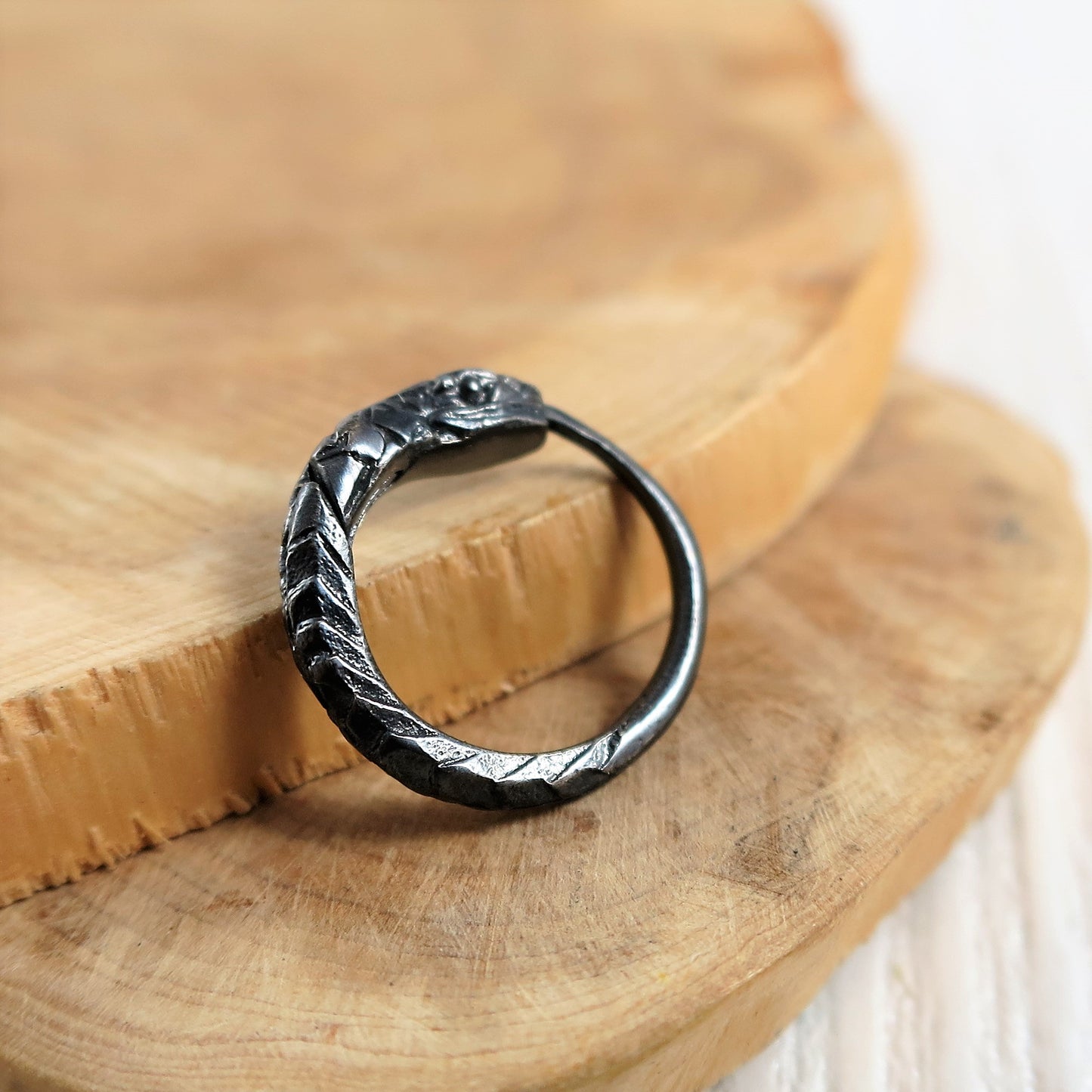 Snake earrings ouroboros black sterling silver