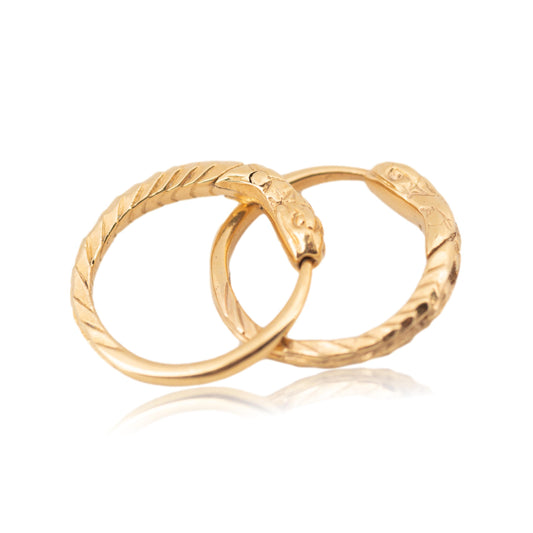 Snake earrings huggie hoops ouroboros gold plated