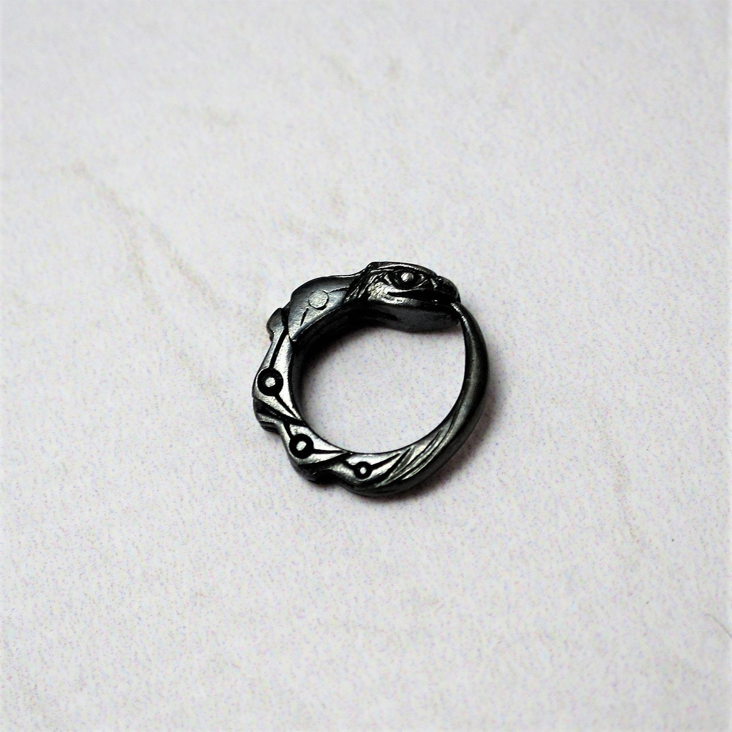 cartilage earring black ouroboros sterling silver