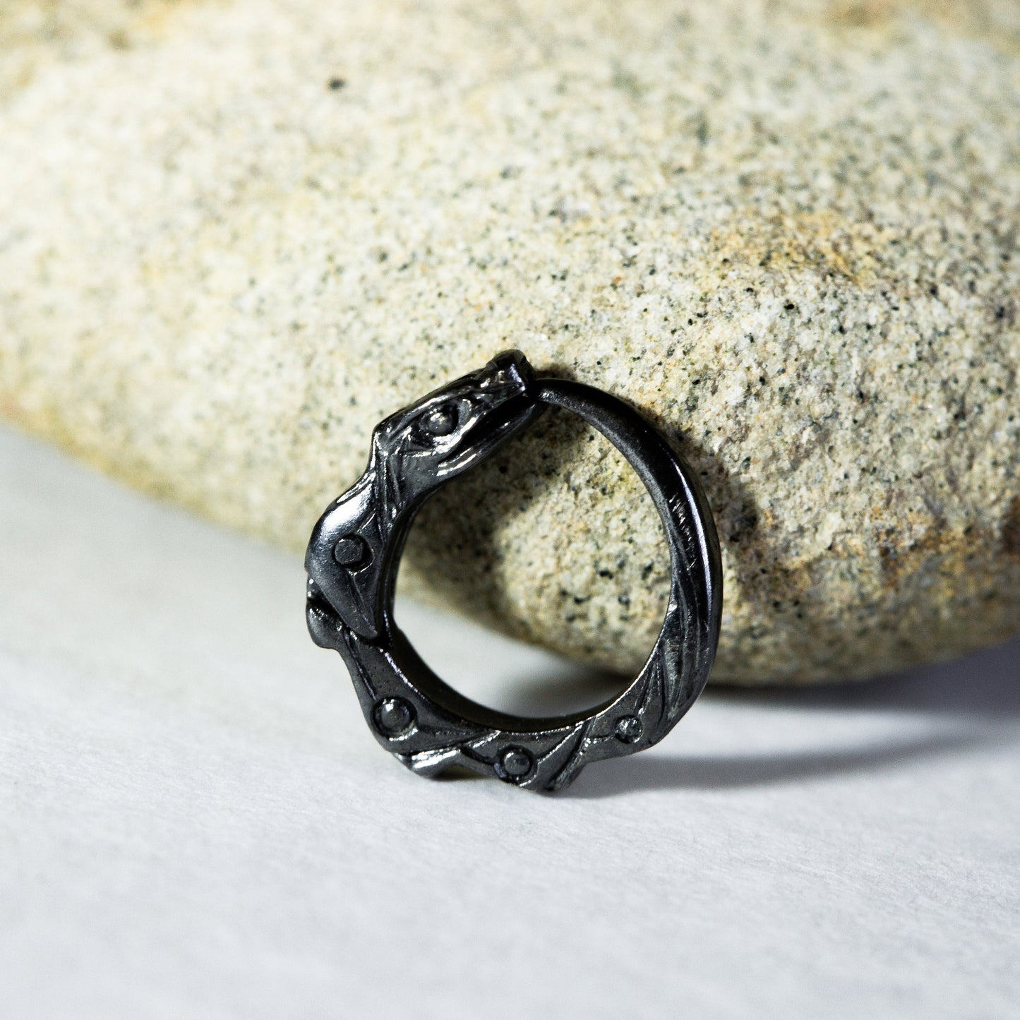 cartilage earring black ouroboros sterling silver