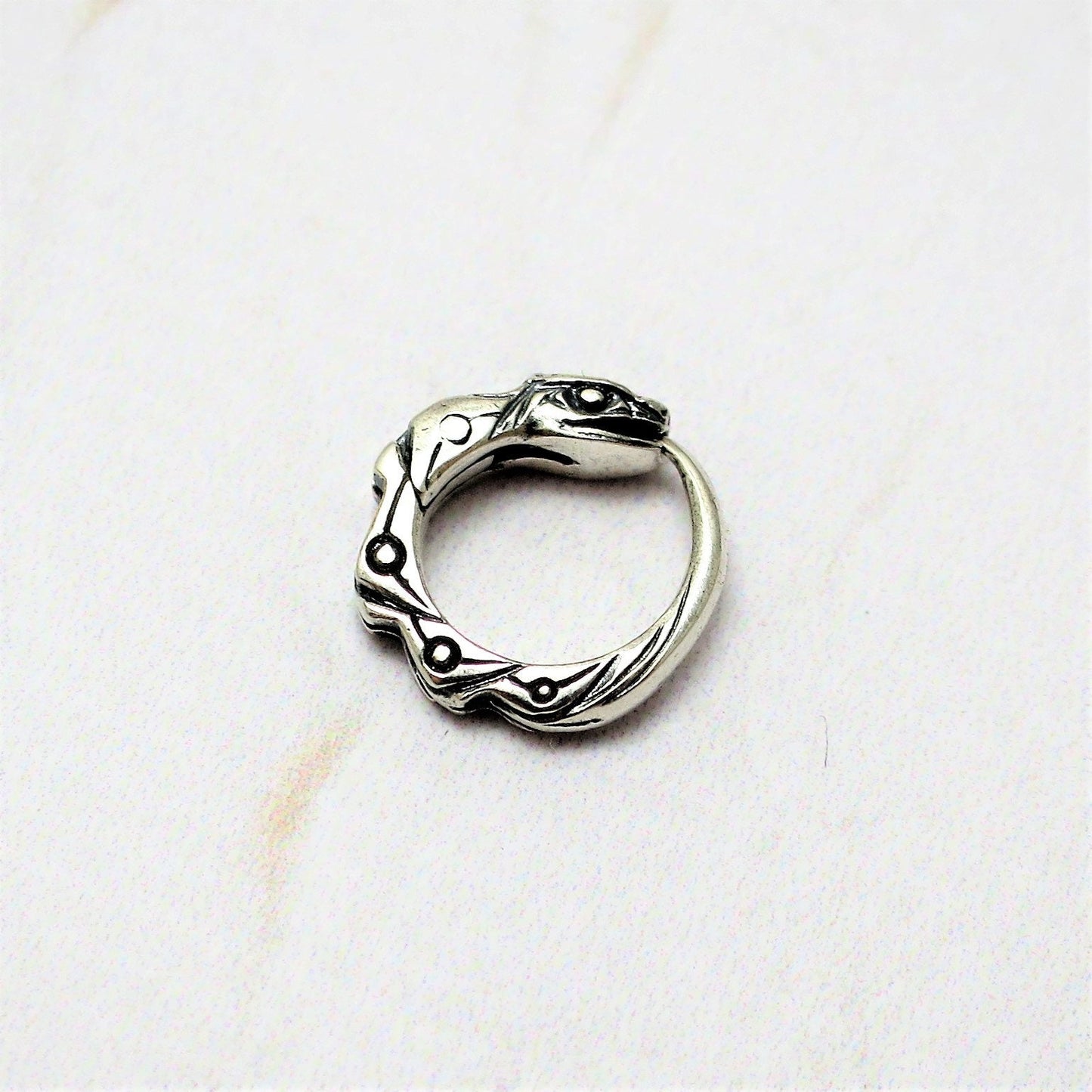 Cartilage earring ouroboros sterling silver