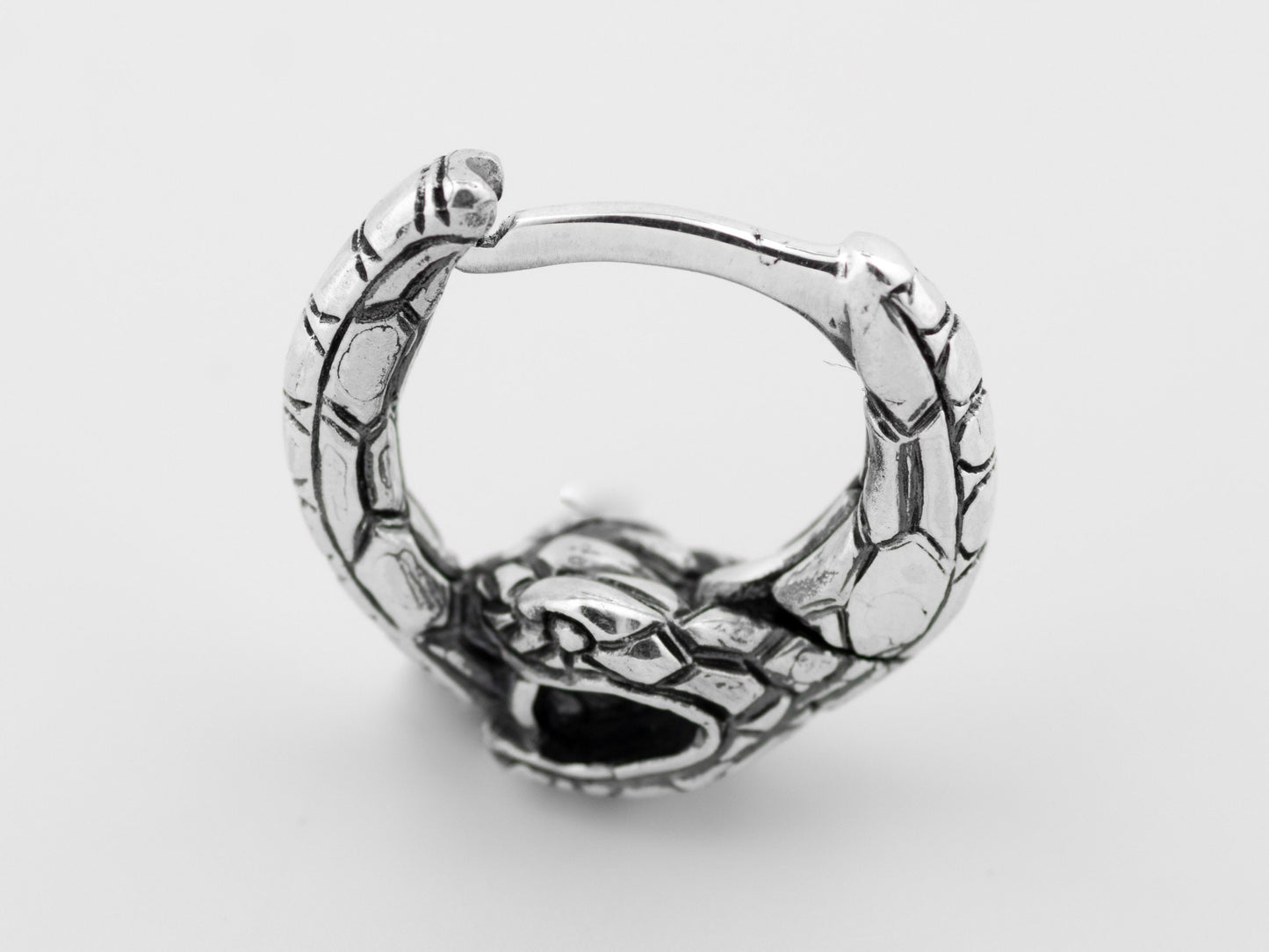 Septum ring ouroboros Huggie hoop sterling silver