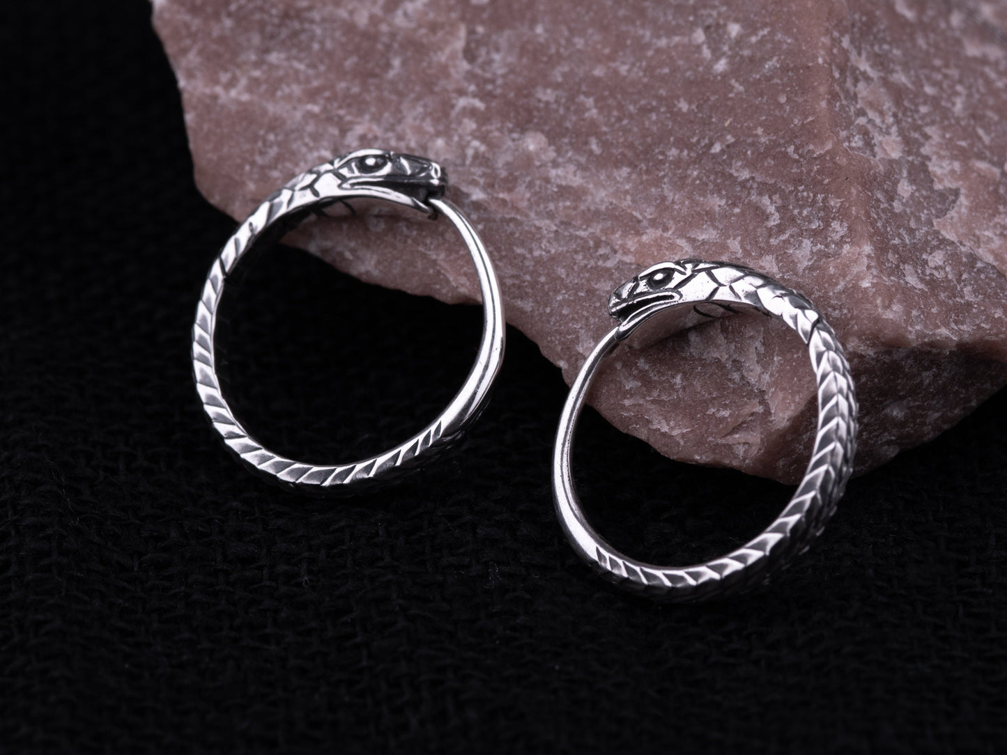 Snake earrings Ouroboros trendy hoop earrings sterling silver