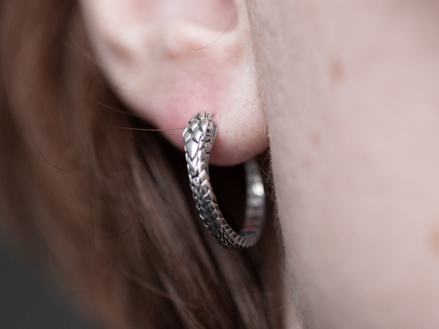Snake earrings Ouroboros trendy hoop earrings sterling silver