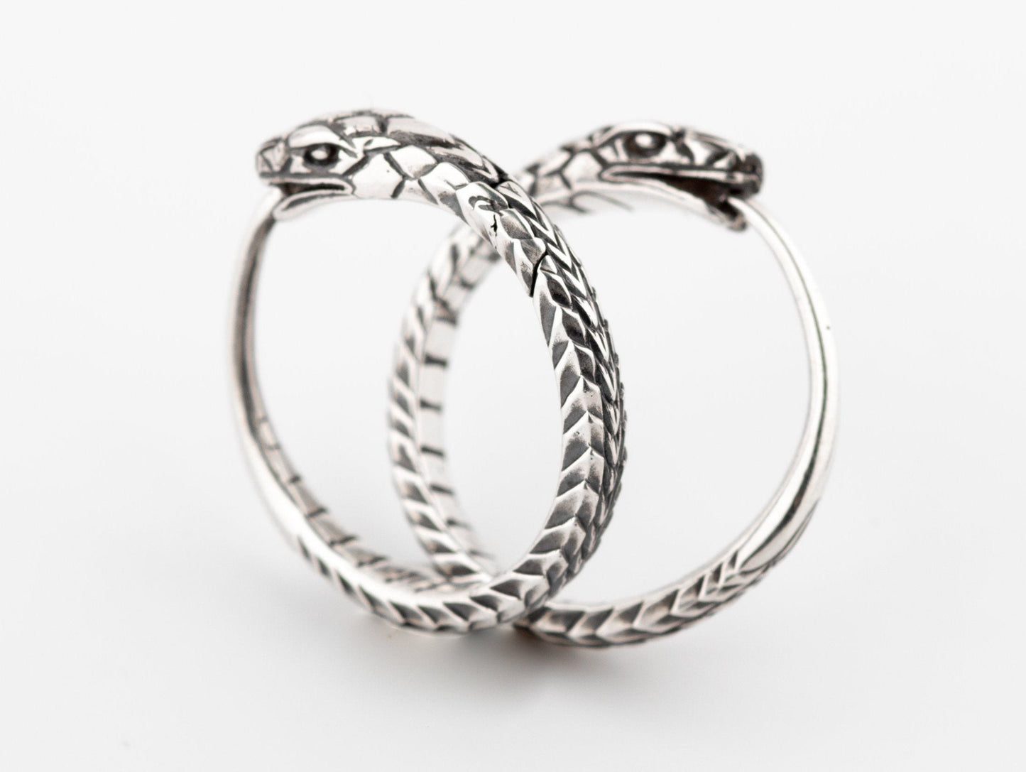 Snake earrings Ouroboros trendy hoop earrings sterling silver