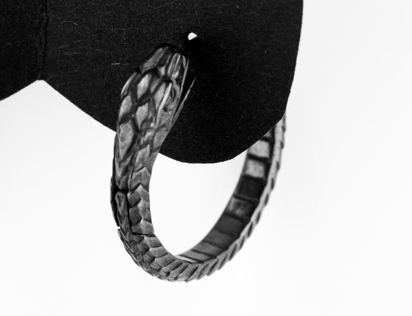 Snake earrings black Ouroboros sterling silver
