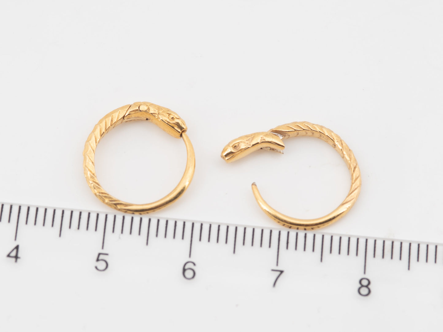 Snake earrings huggie hoops ouroboros gold plated