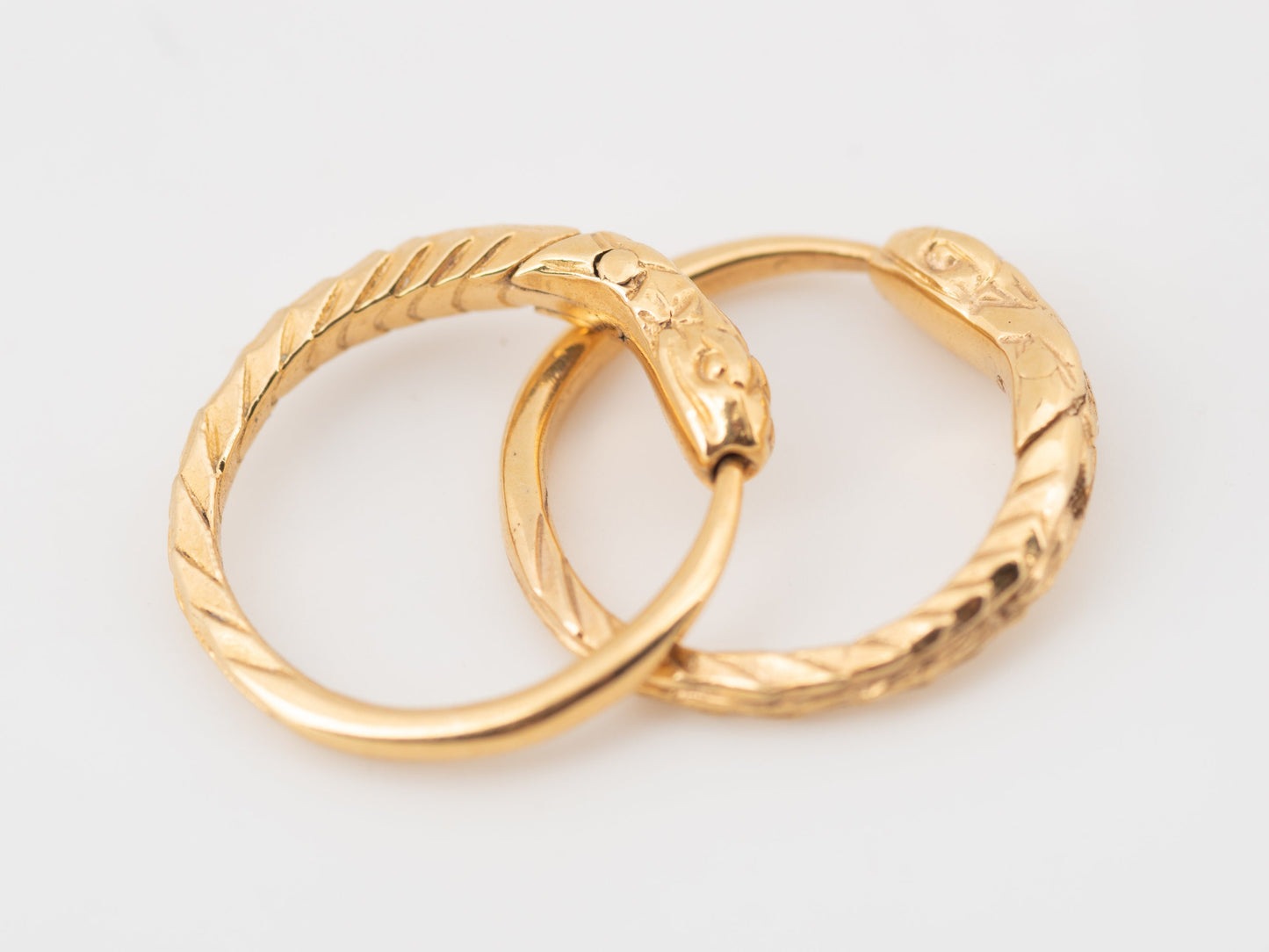 Snake earrings huggie hoops ouroboros gold plated