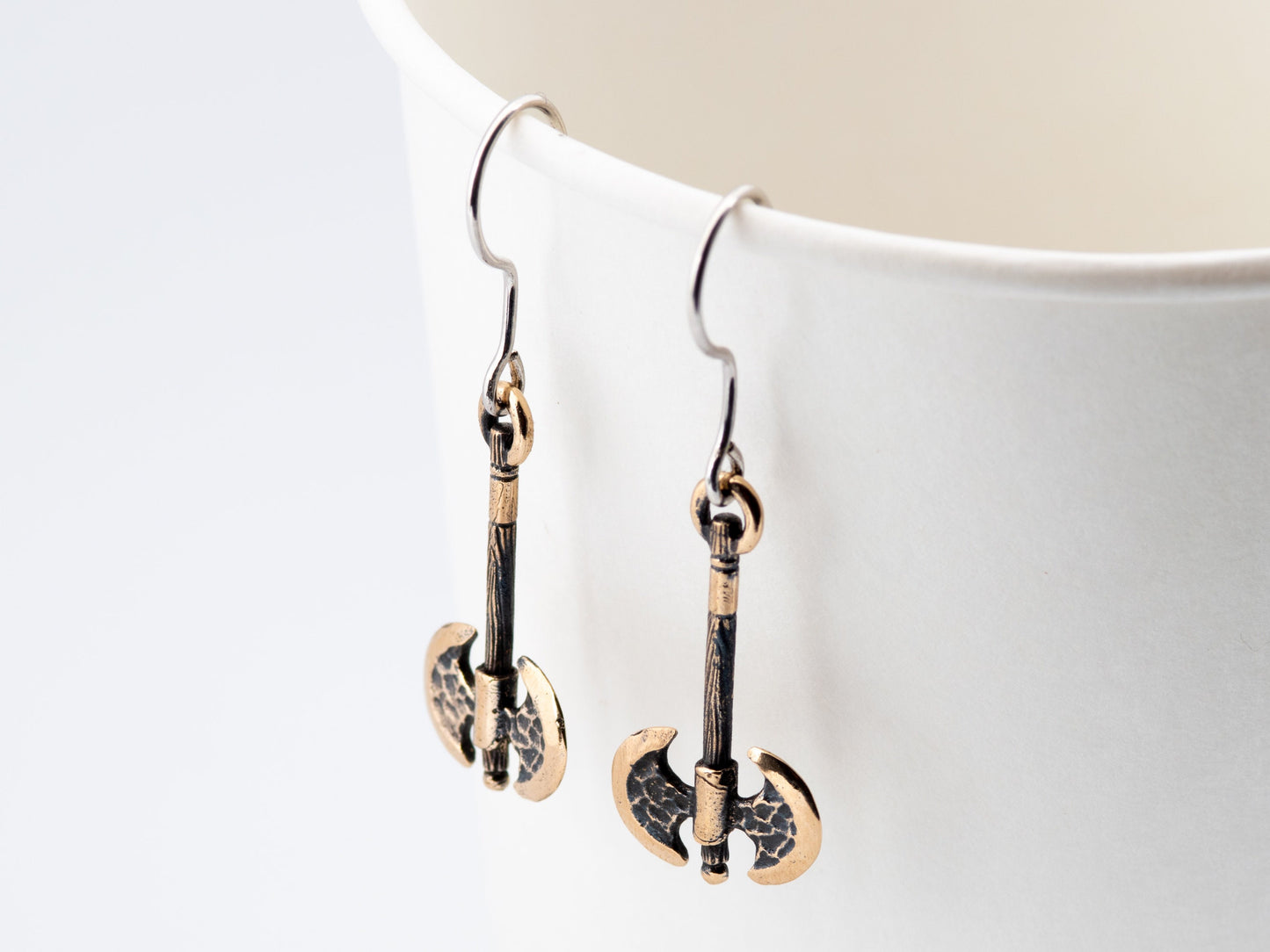 Labrys earrings bronze for woman double headed axe