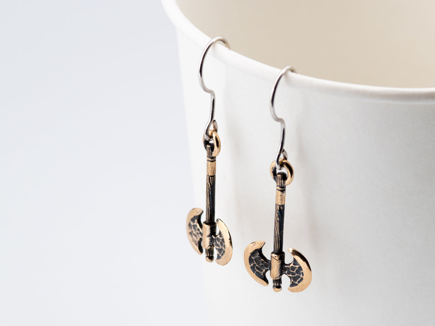 Labrys earrings bronze for woman double headed axe