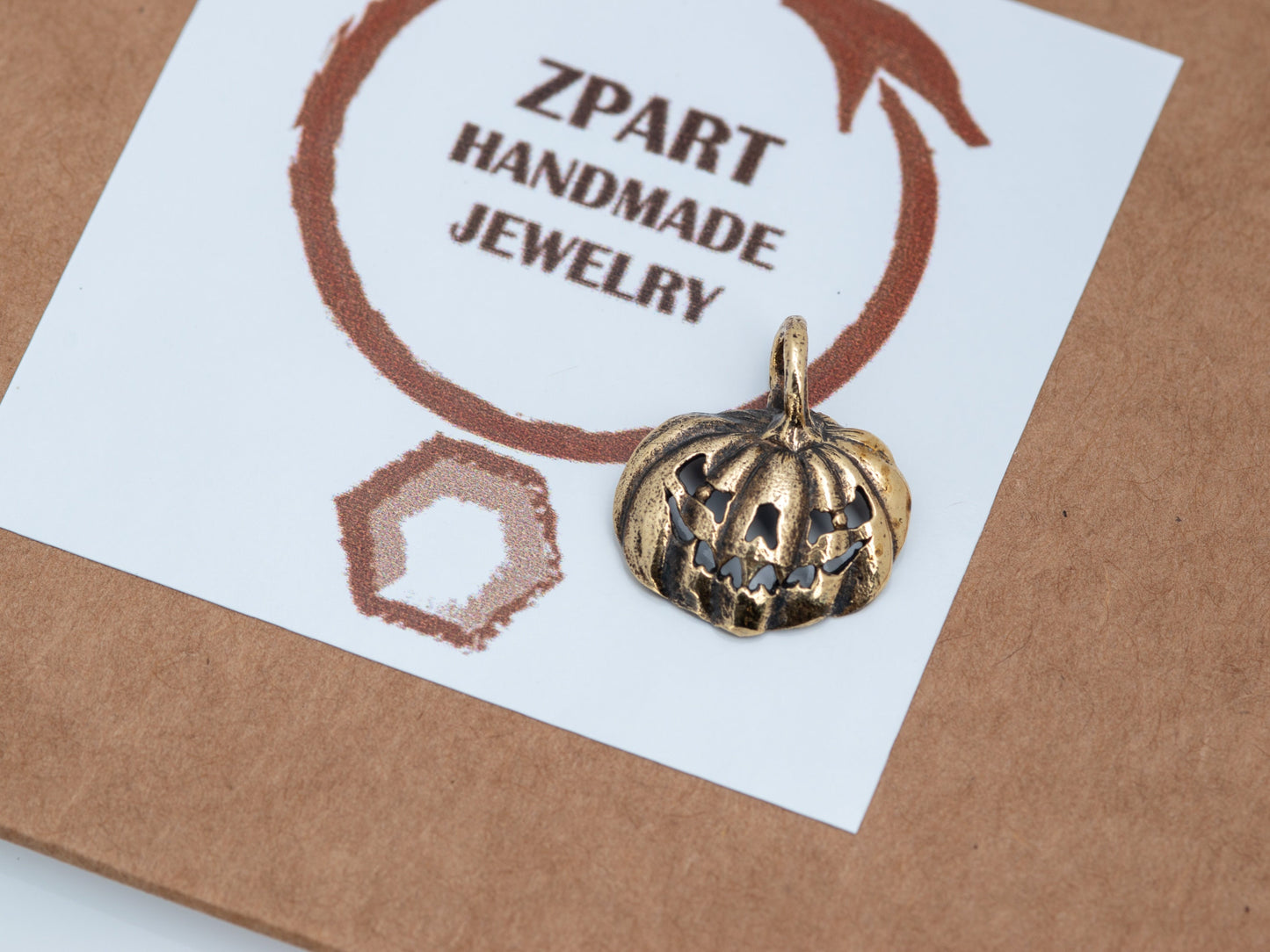 Pumpkin pendant bronze Jack-o-Lantern charm