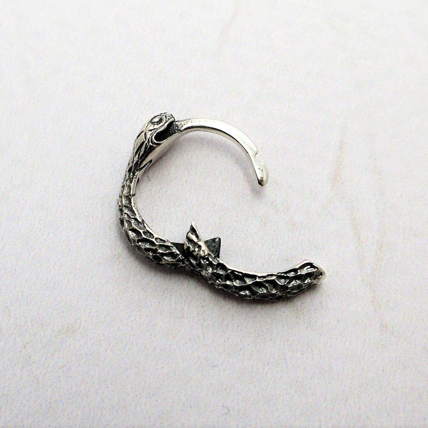 Small hoop earrings Ouroboros sterling silver