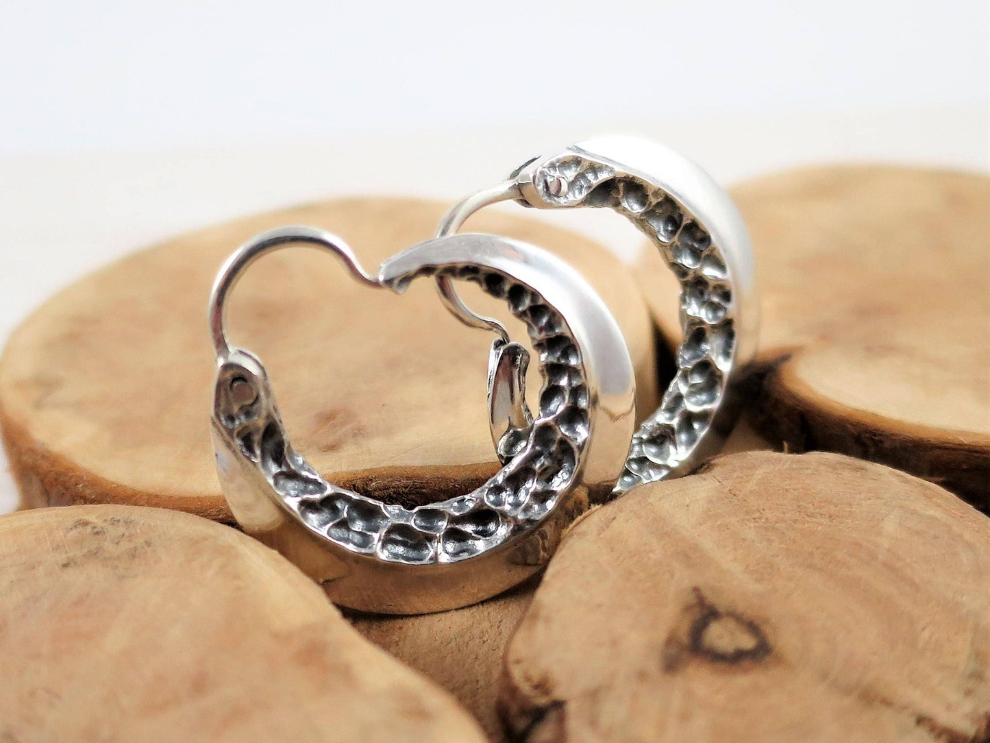 Sterling silver earrings forged viking jewelry