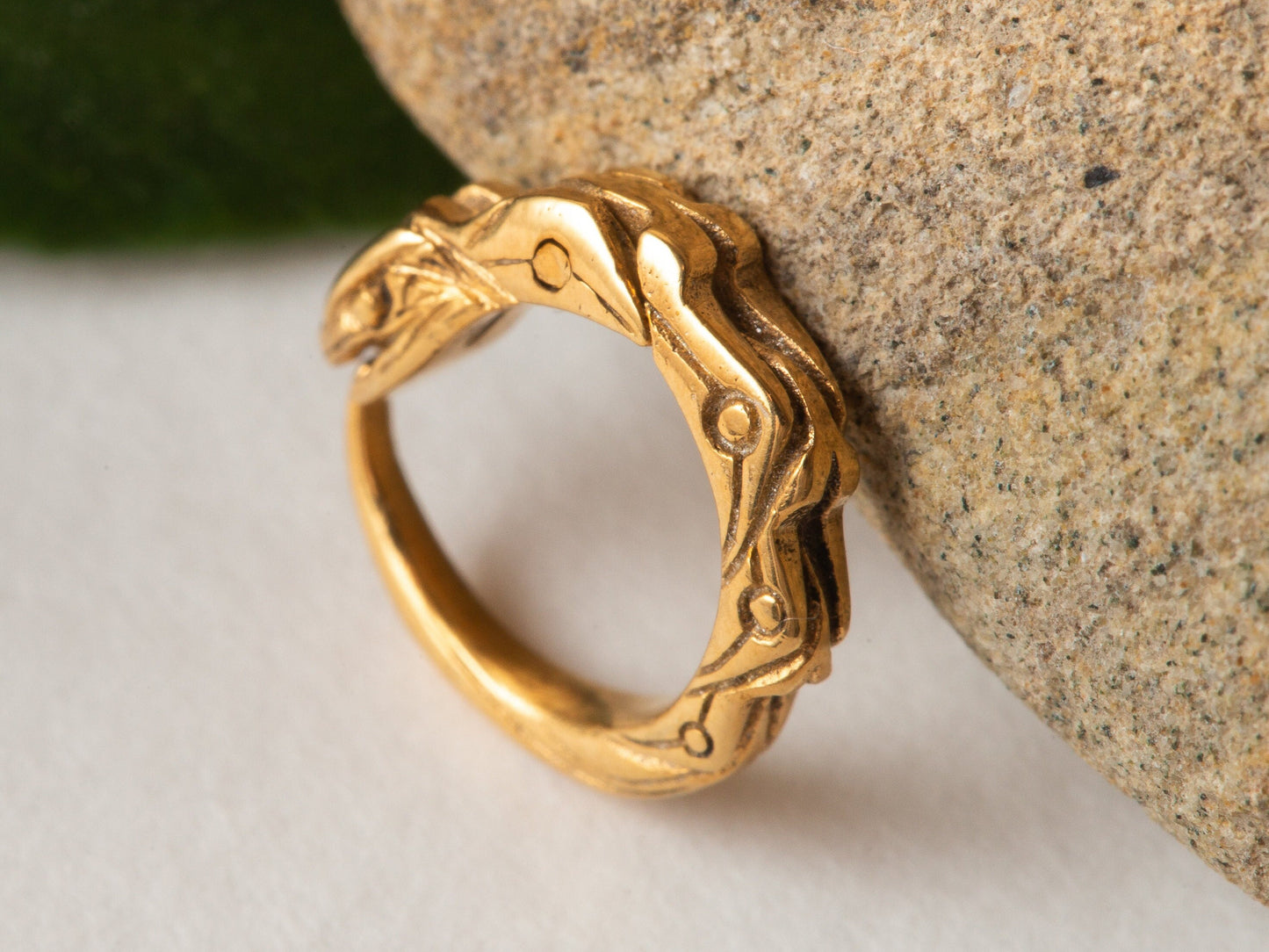 Gold plated small hoop cartilage earring ouroboros