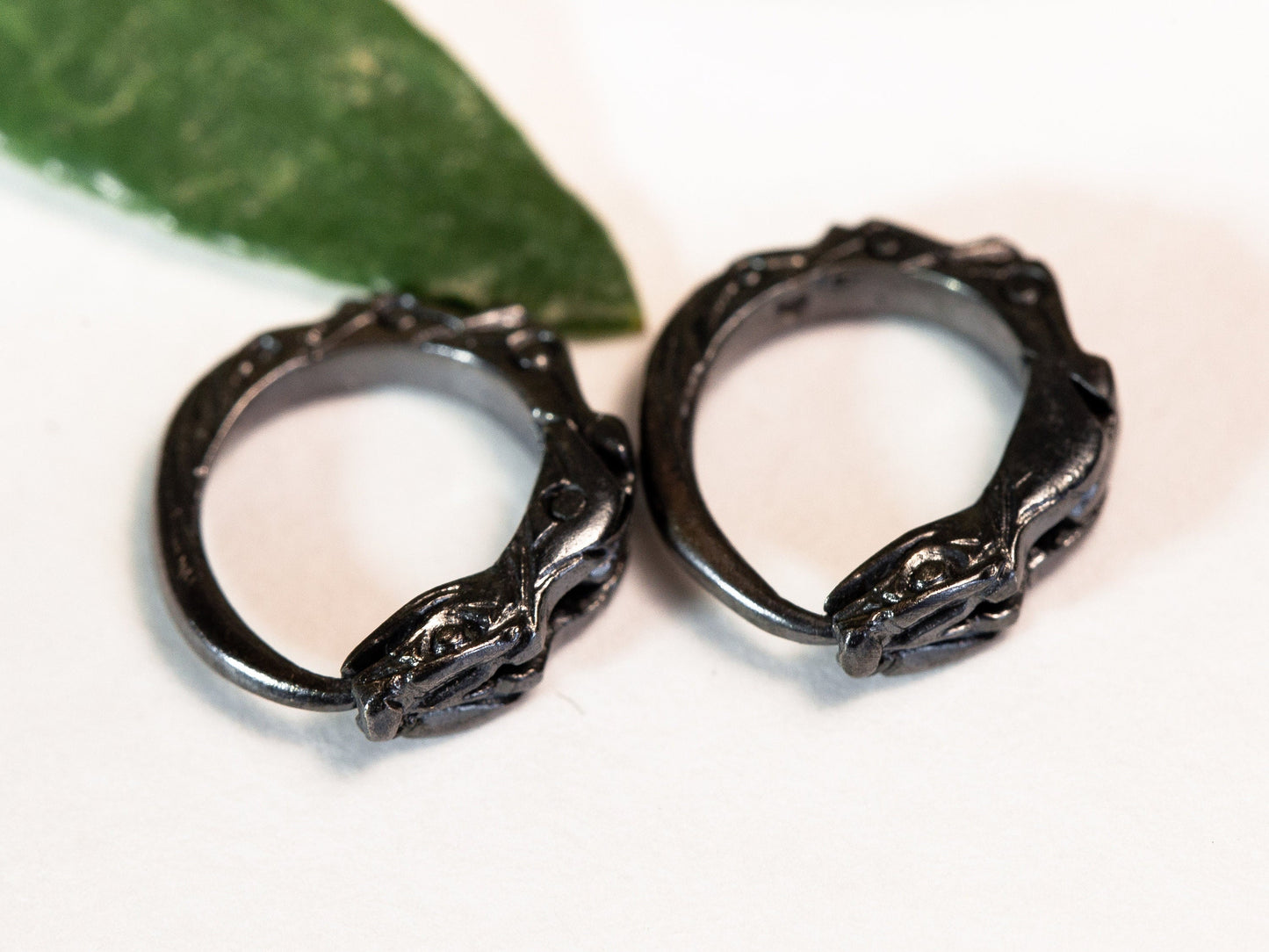 huggie hoop earrings ouroboros sterling silver sleeper earrings black hoop cartilage earrings
