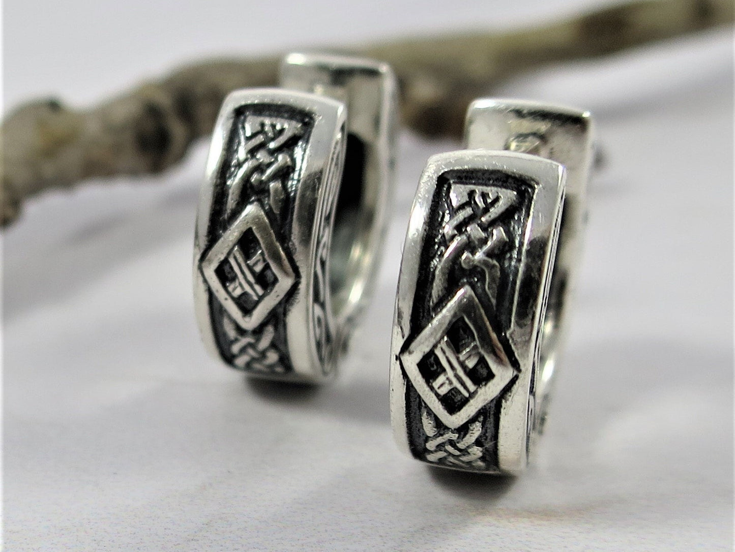 Hoop earrings small celtic viking sterling silver