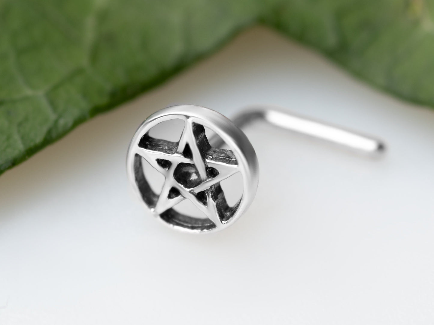 Nose stud L shape earring sterling silver