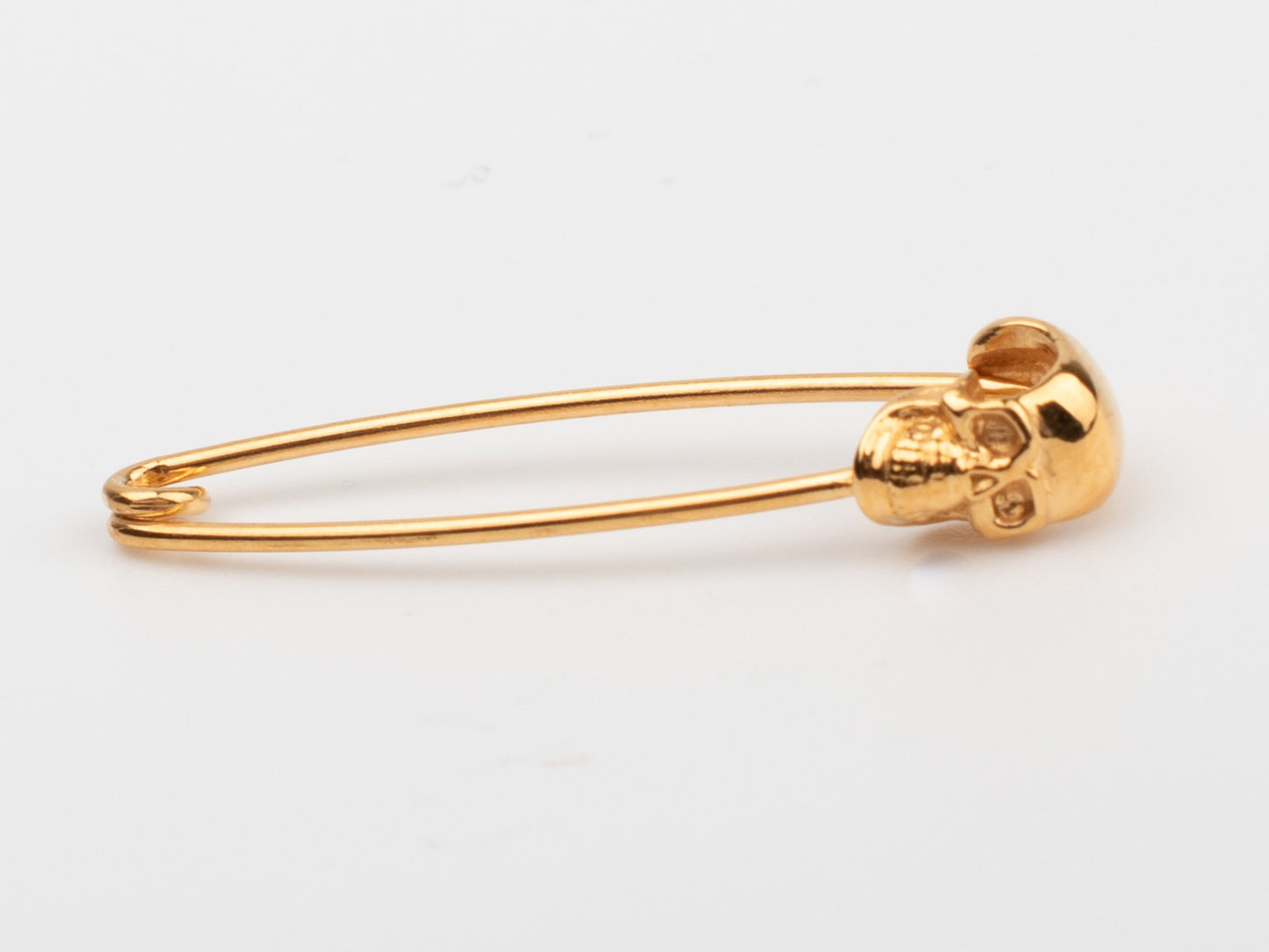Skull safety pin gold plated sterling silver