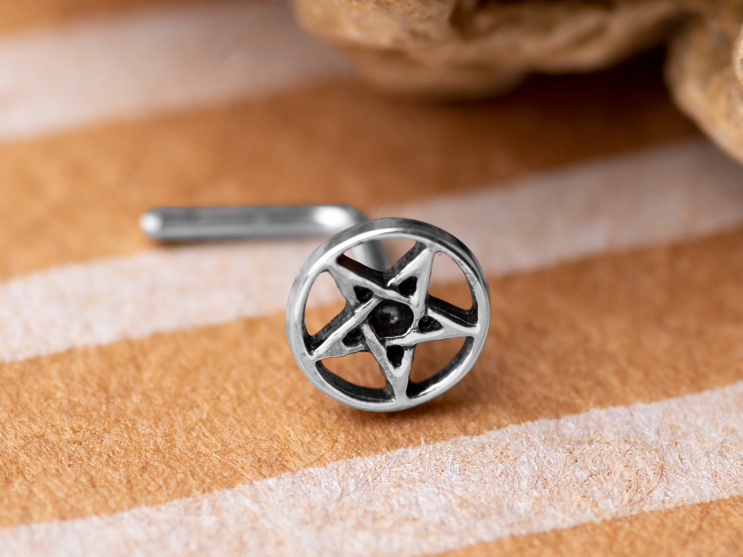 Nose stud L shape earring sterling silver