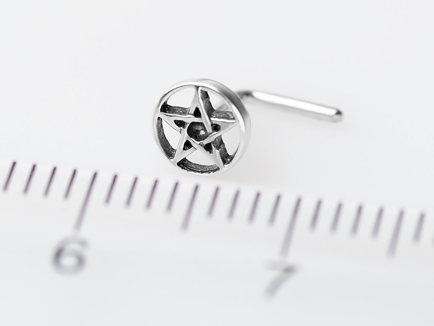 Nose stud L shape earring sterling silver