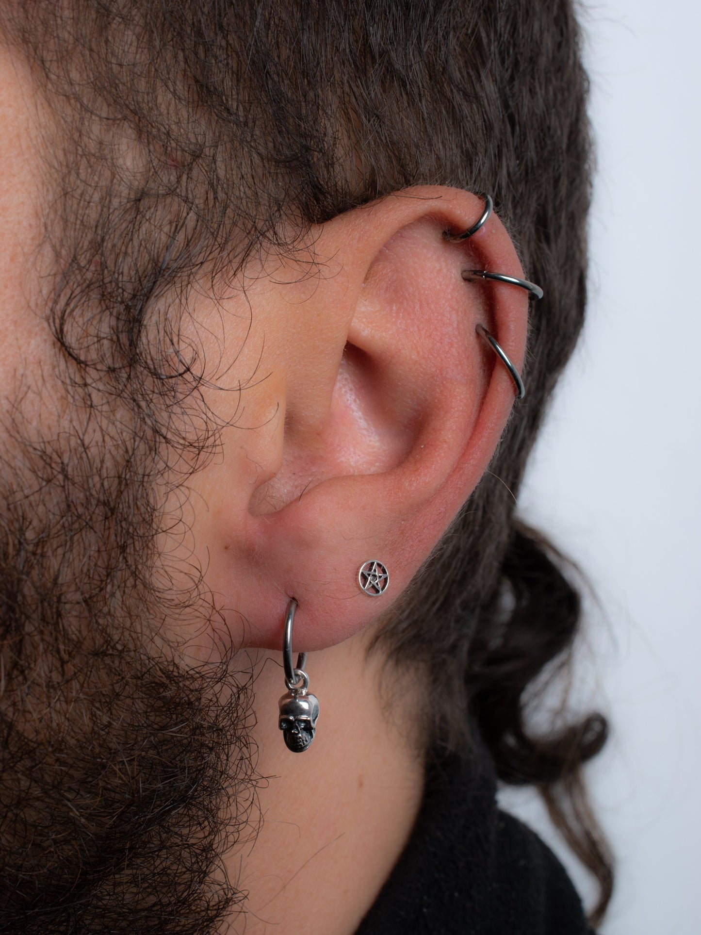 Sterling silver stud earrings pentagram star