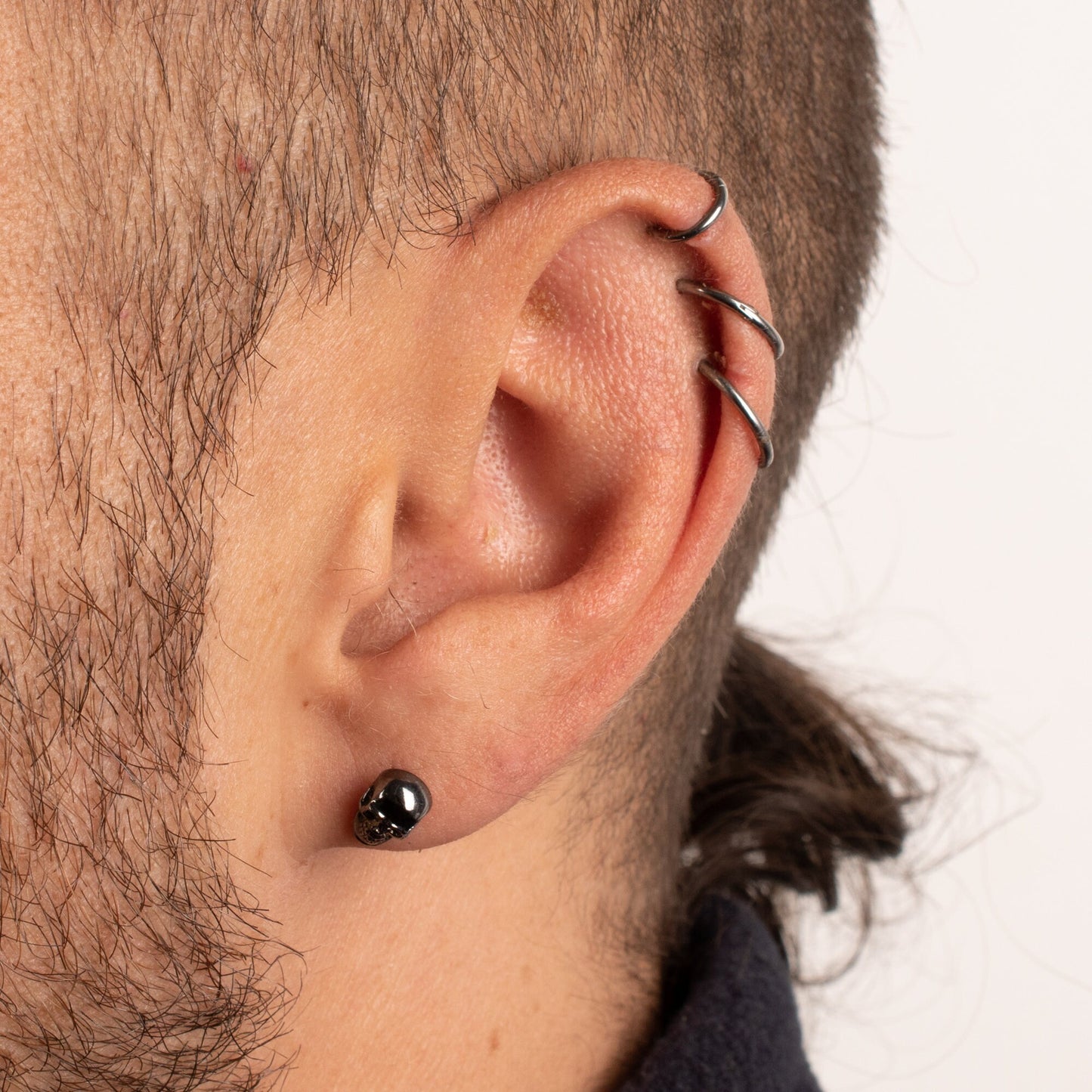 Skull earrings black rhodium plated sterling silver