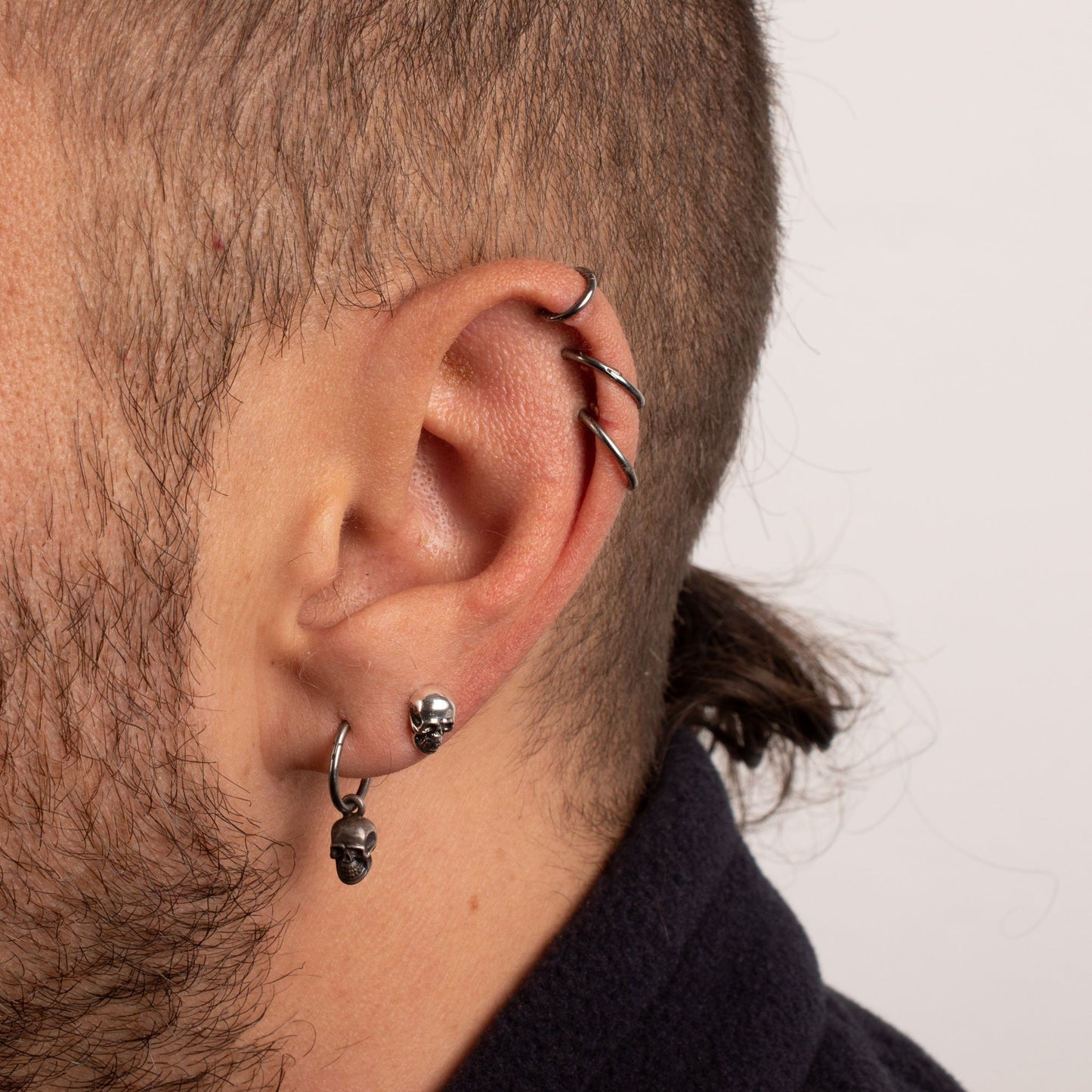 Skull earrings sterling silver small studs