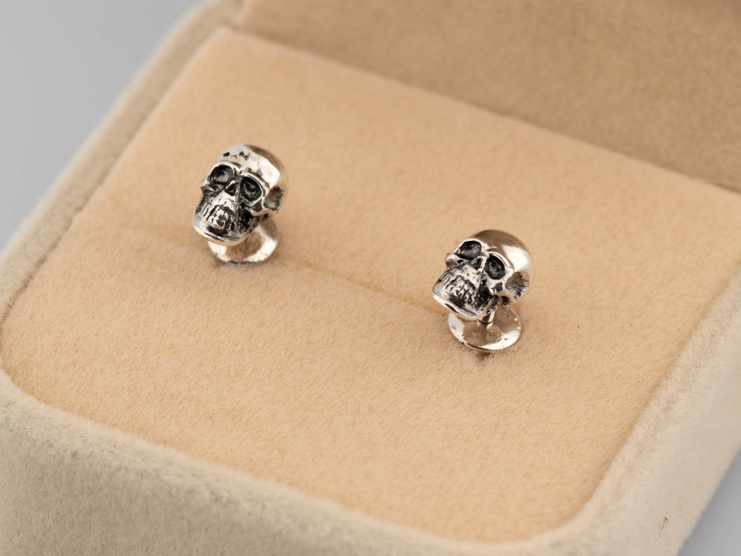 Skull earrings sterling silver small studs