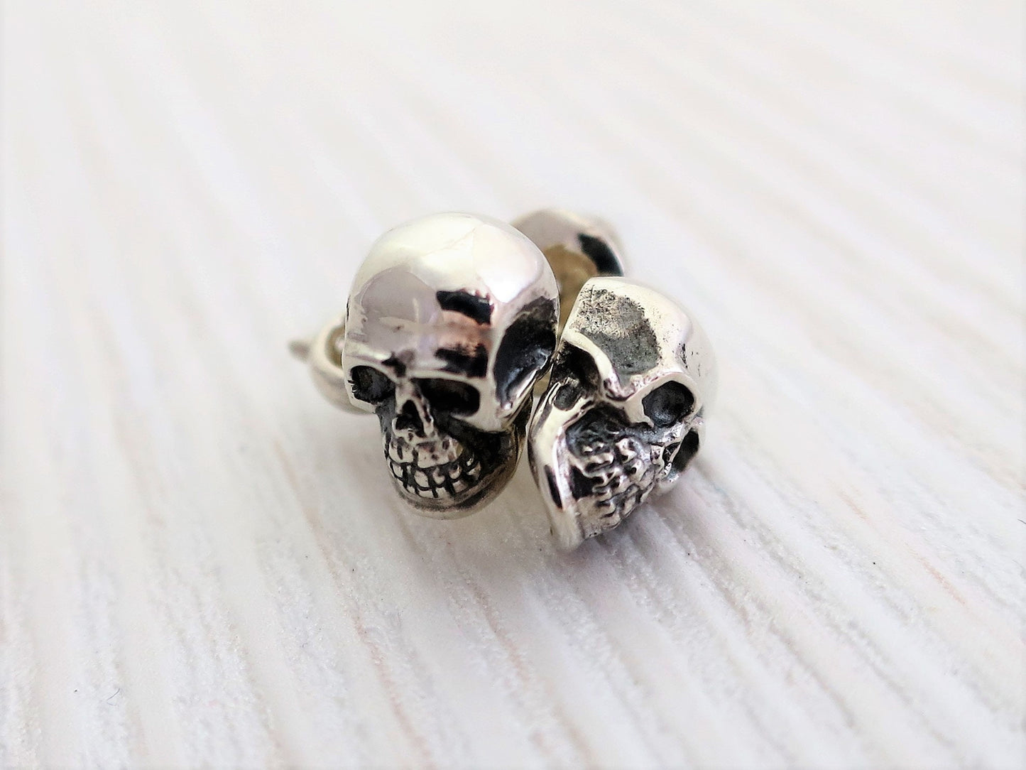 Skull earrings sterling silver small studs