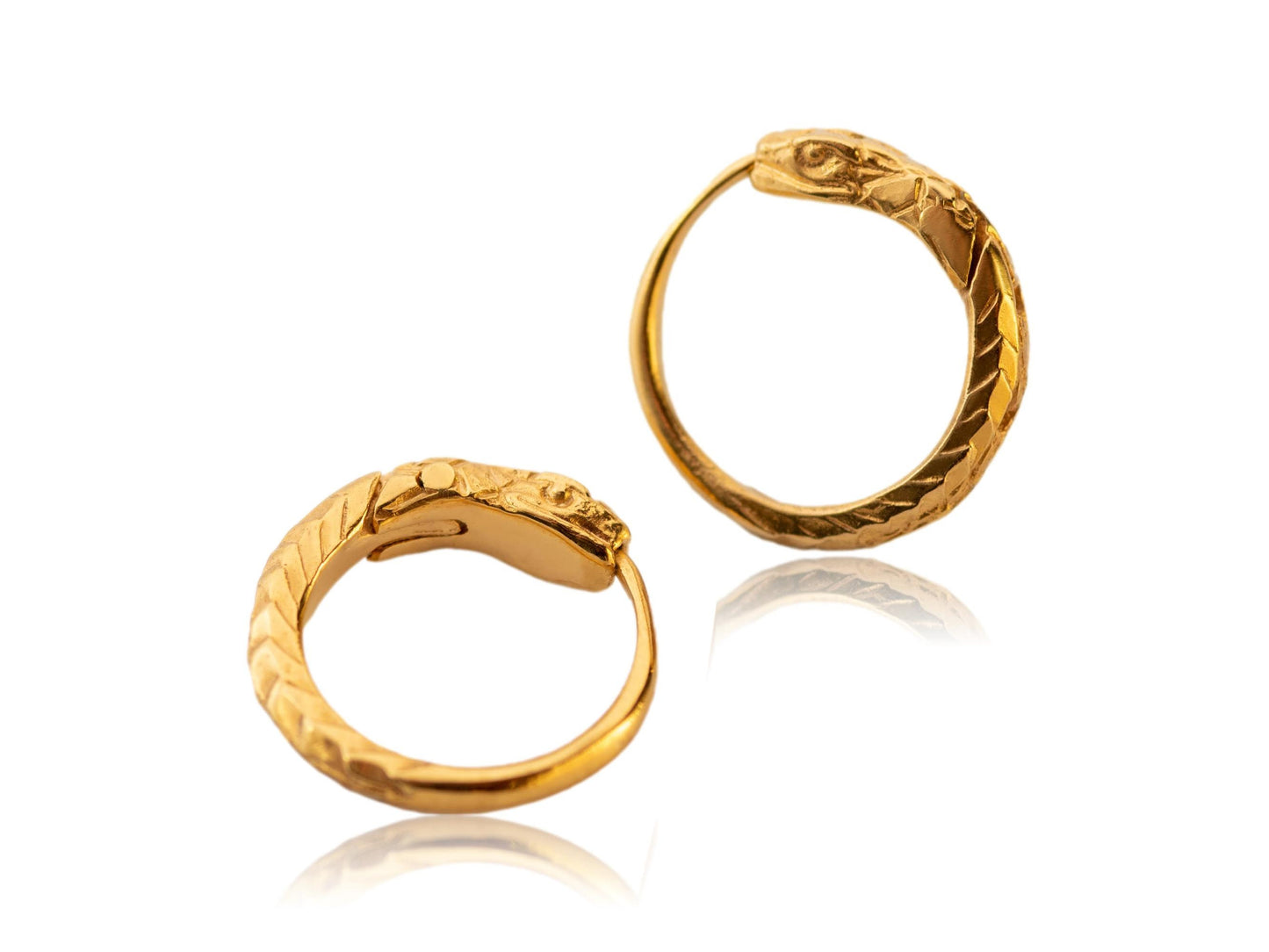 Huggie hoop earrings ouroboros gold plated silver