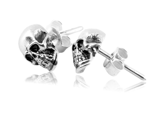 Skull earrings simple studs sterling silver