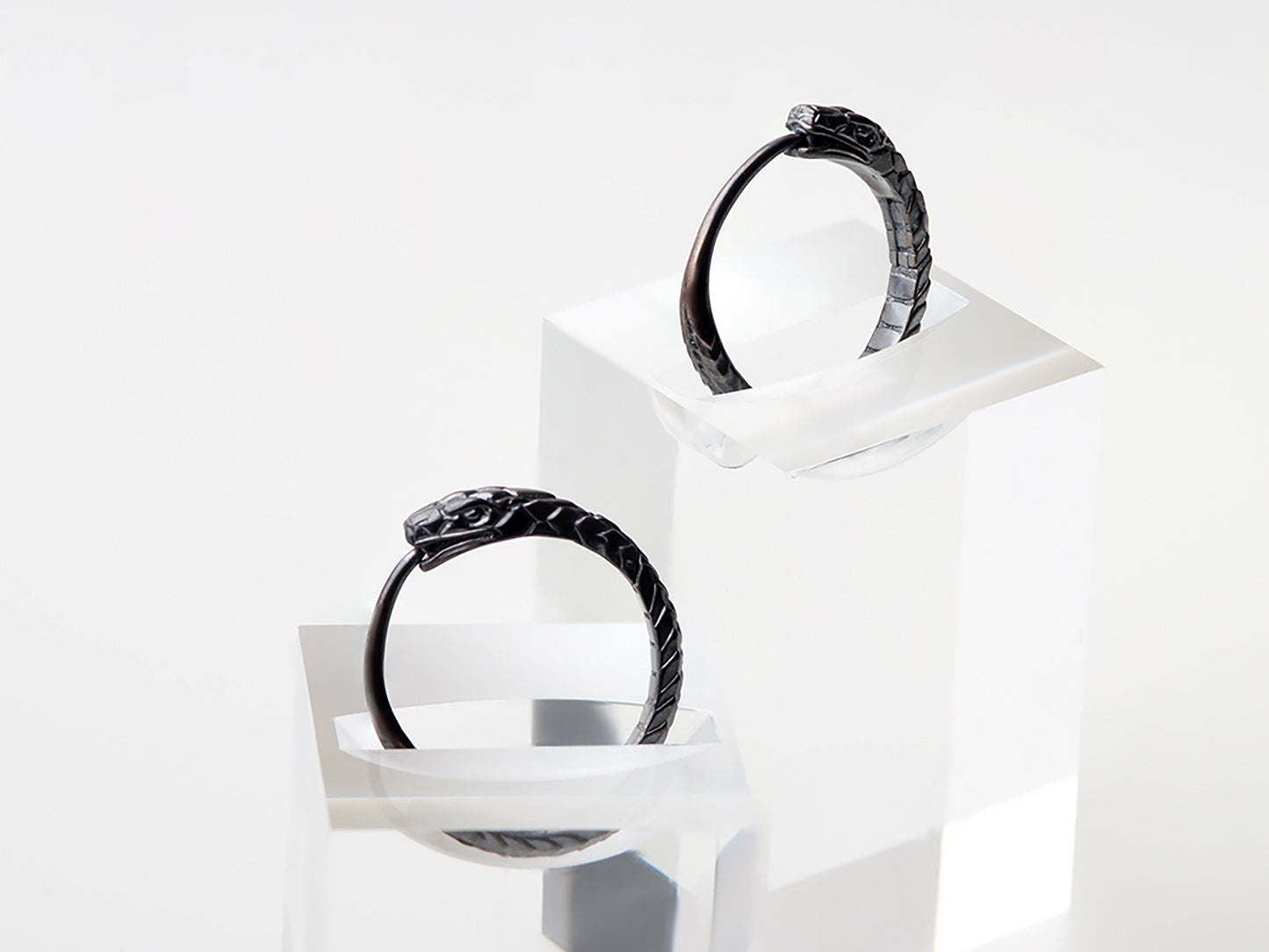 Snake earrings black Ouroboros sterling silver