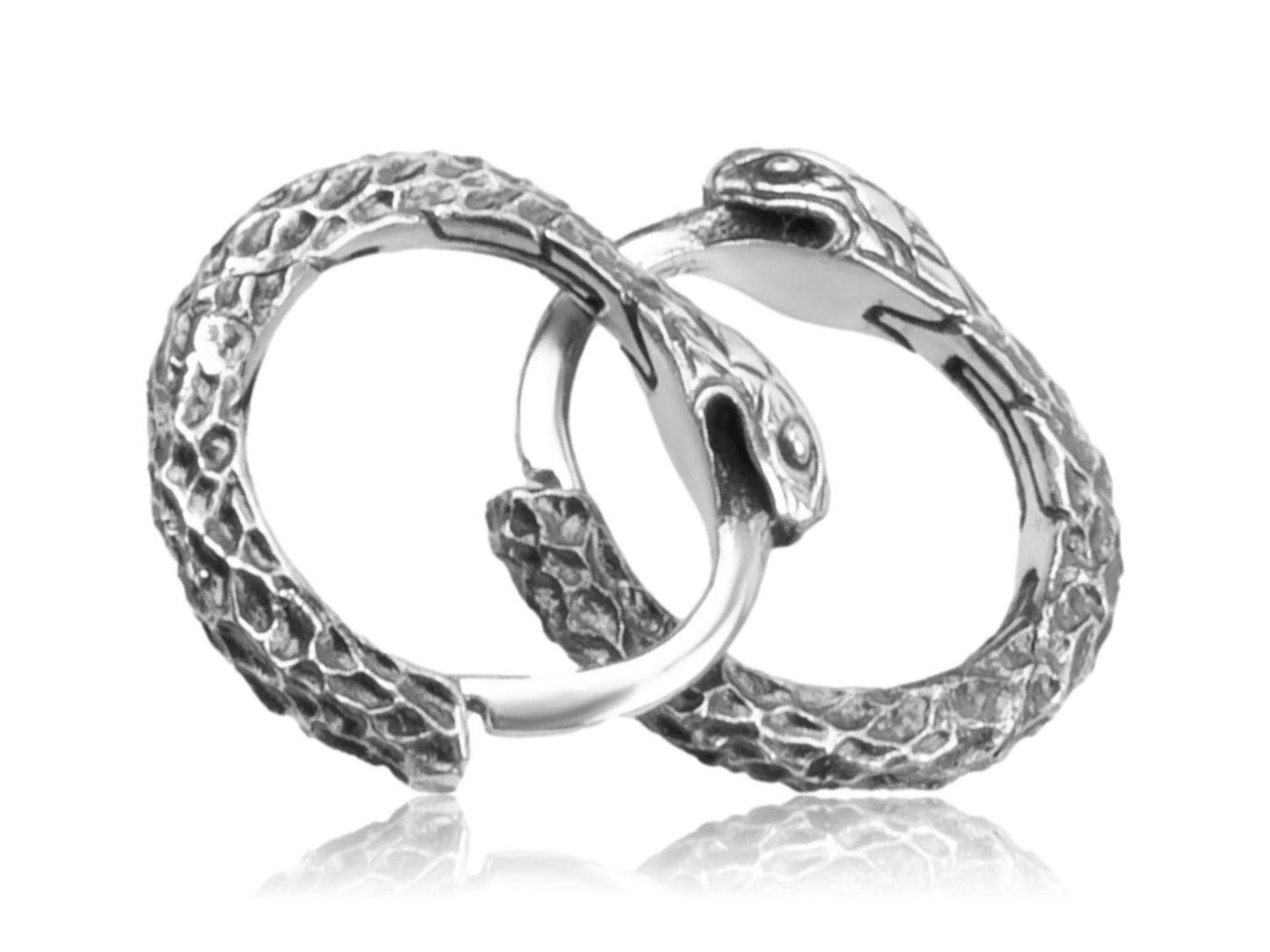 Small hoop earrings Ouroboros sterling silver