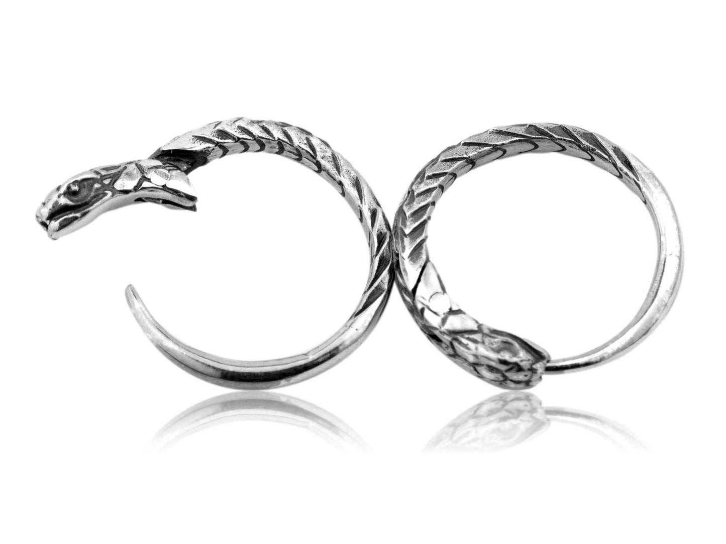 Huggie hoop earrings Ouroboros sterling silver