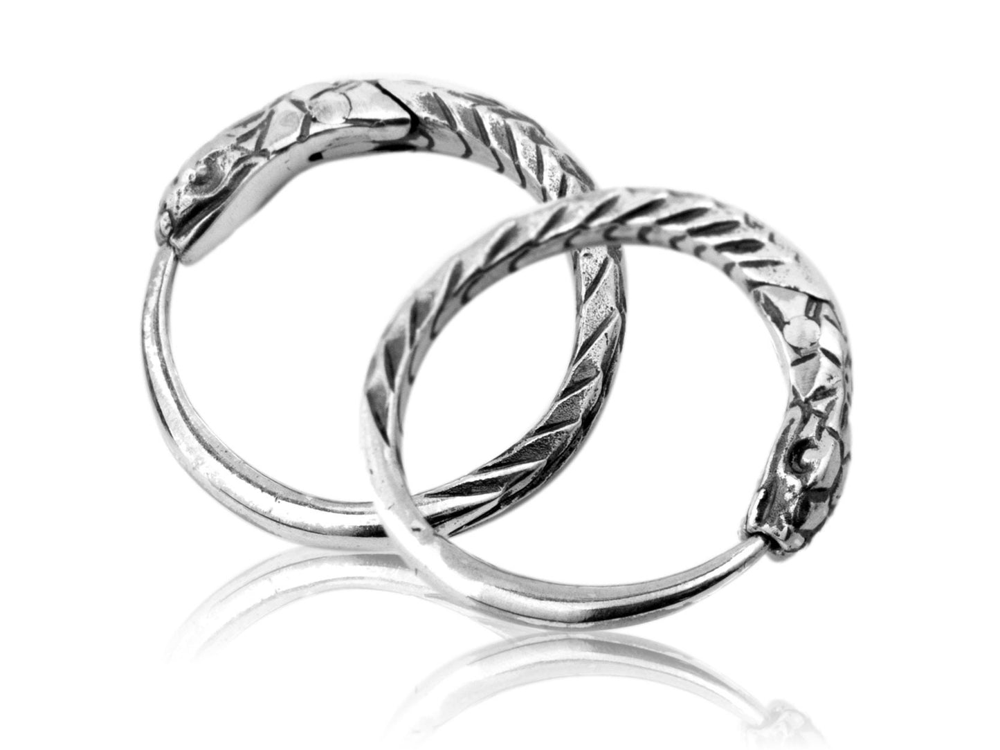 Huggie hoop earrings Ouroboros sterling silver