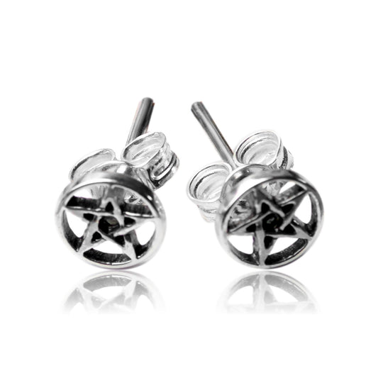 Sterling silver stud earrings pentagram star