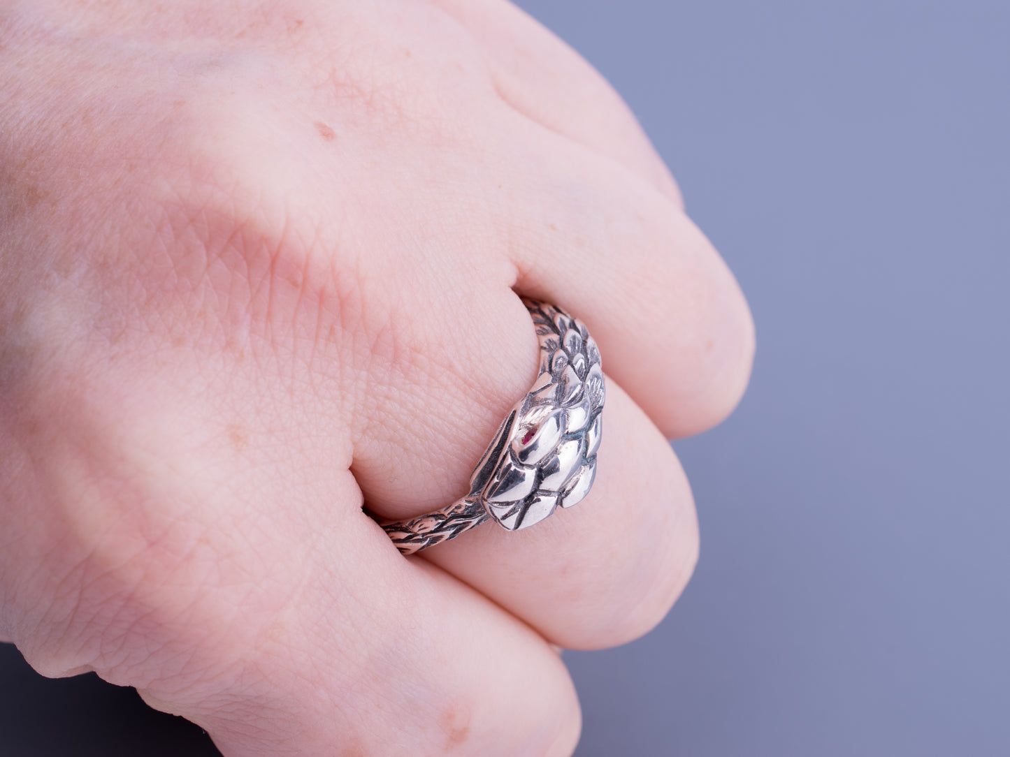 Wide statement ouroboros snake ring sterling silver