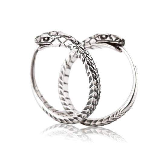 Snake earrings Ouroboros trendy hoop earrings sterling silver