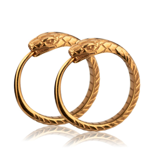 Snake earrings Ouroboros trendy hoop earrings gold plated silver