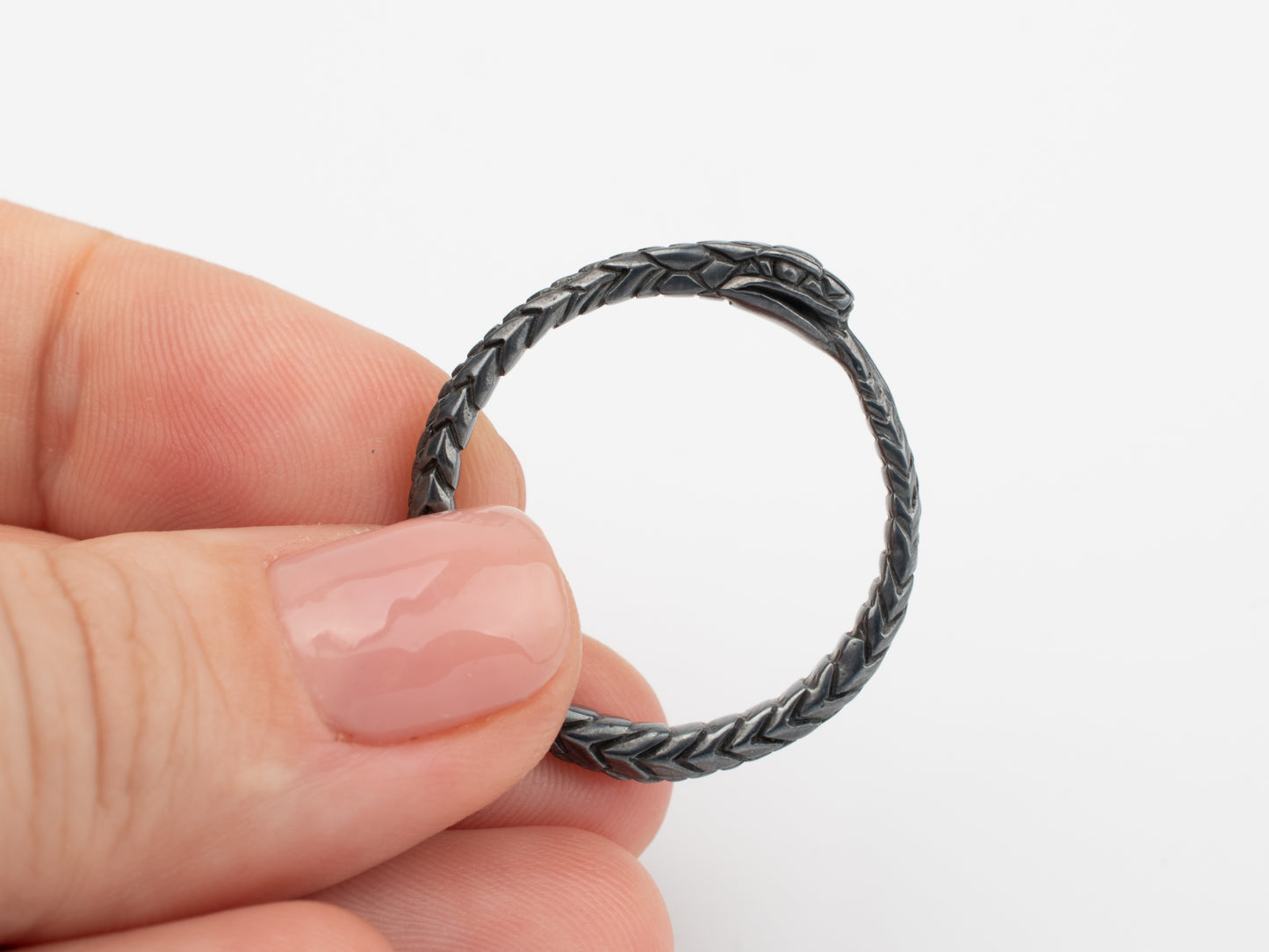 Black ring ouroboros sterling silver RK002SD