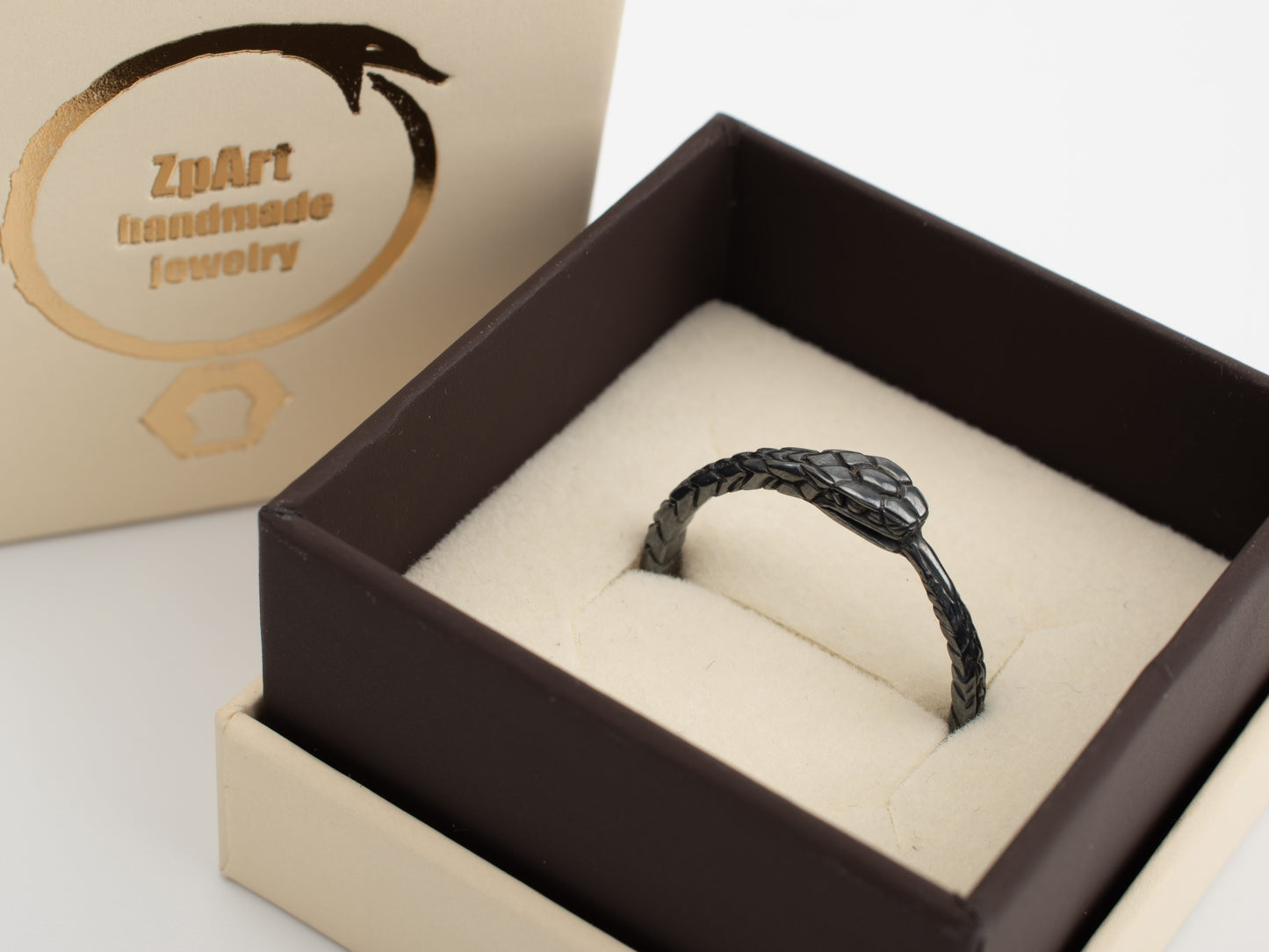 Black ring ouroboros sterling silver RK002SD